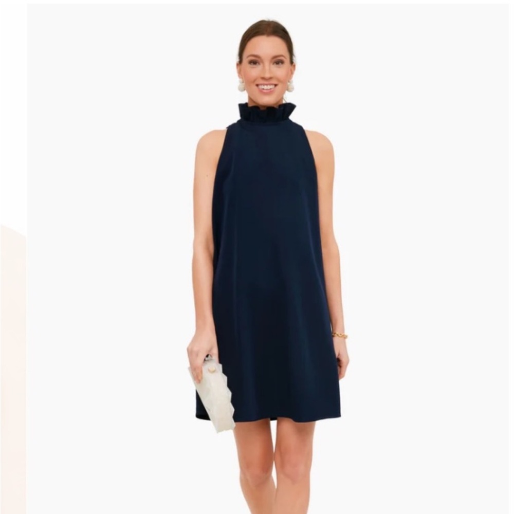 Tuckernuck Midnight Blue Ruffle Neck Dress